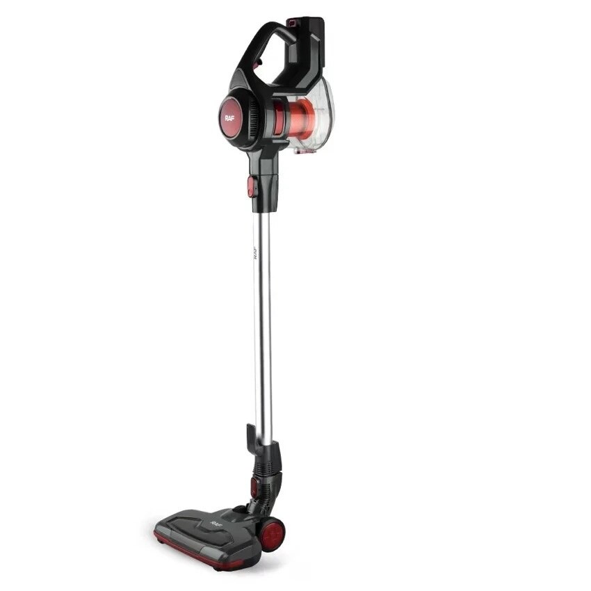 Aspirator fara fir si sac, RAF R8667, 100 W, 2 accesorii, filtru HEPA, 115x25 cm, negru-rosu