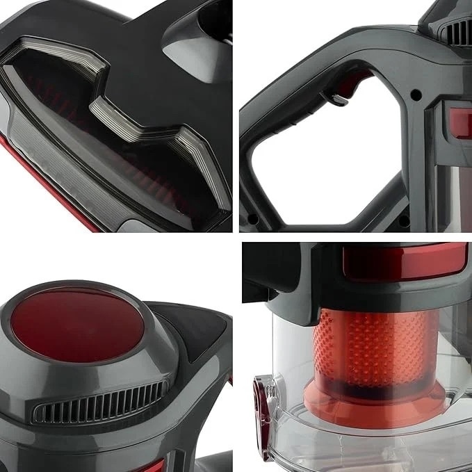 Aspirator fara fir si sac, RAF R8667, 100 W, 2 accesorii, filtru HEPA, 115x25 cm, negru-rosu