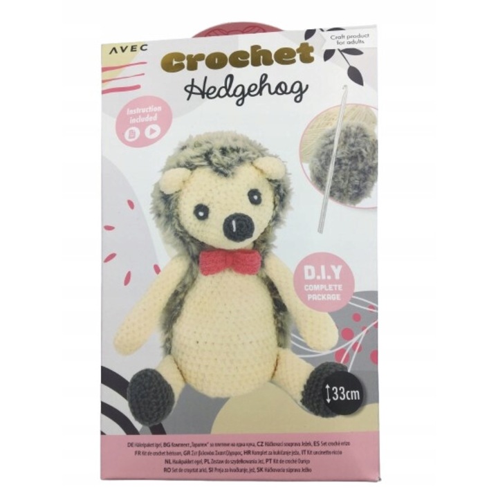 Set de crosetat DIY Avec, model arici, 33cm