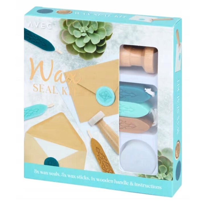 Kit de etansare cu ceara pentru scrisori, AVEC, albastru
