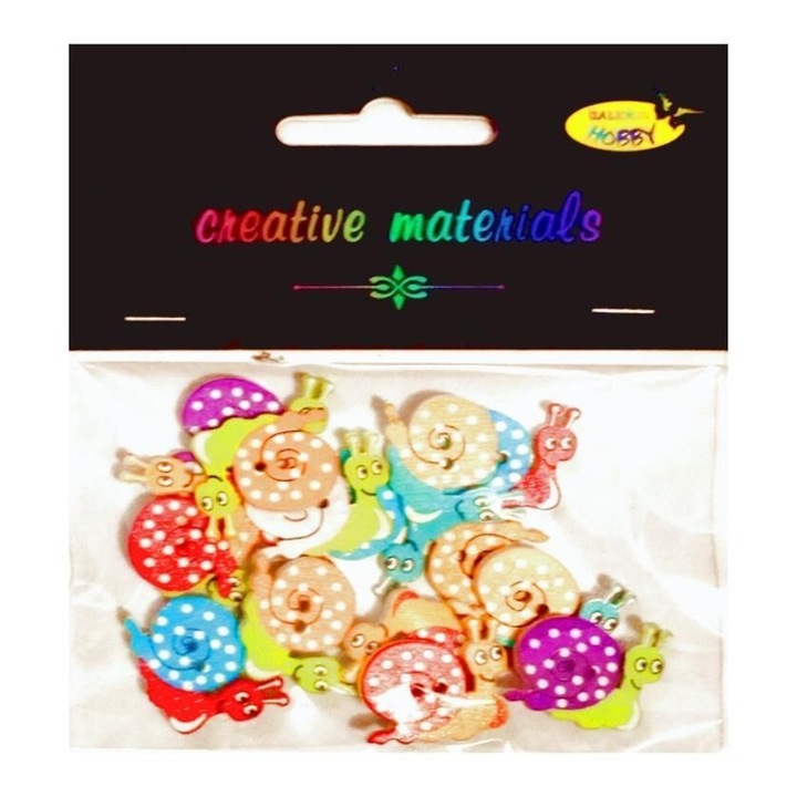 Set de 15 nasturi decorativi Galeria Hobby, 20x15mm, multicolor