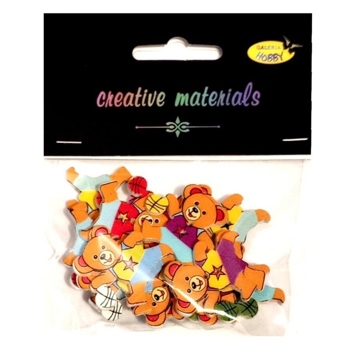 15 darabos díszgomb készlet, Hobby Gallery, Plüssmackók, 30 mm