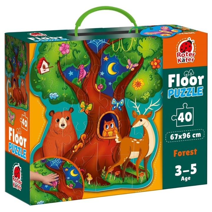 Puzzle podea animale padure, Roter Kafer, 304x261mm, 3+ ani