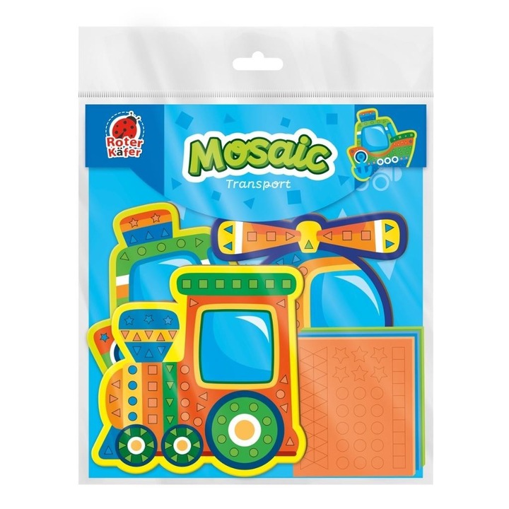 Set creativ mozaic Transport, Roter Kafer, 232x211mm, Multicolor