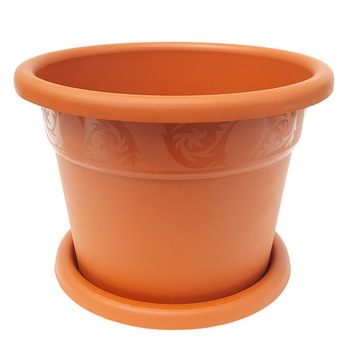 Ghiveci din plastic model cu farfurie culoare teracota nr8 D23 cm Ghiveci din plastic model cu farfurie culoare teracota nr8 D23 cm