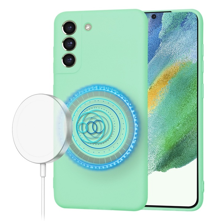 Szilikon tok Samsung Galaxy S21 FE-hez, Smartphosis SoftFlex MagSafe, Mint