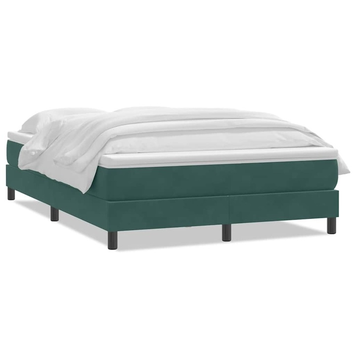 Pat box spring cu saltea vidaXL, verde inchis, 160x220 cm, catifea, 55.8 Kg 3315978