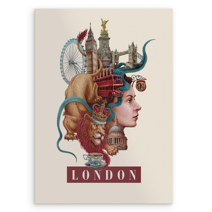 Tablou canvas, Tulup, London, Multicolor, 29, 7x42 cm, Capital, Oras, 010030020120000281381