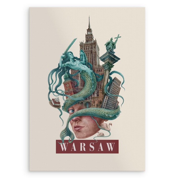 Tablou canvas, Tulup, Warsaw, Multicolor, 21x29, 7 cm, Capital, Oras, 010030020070000281379