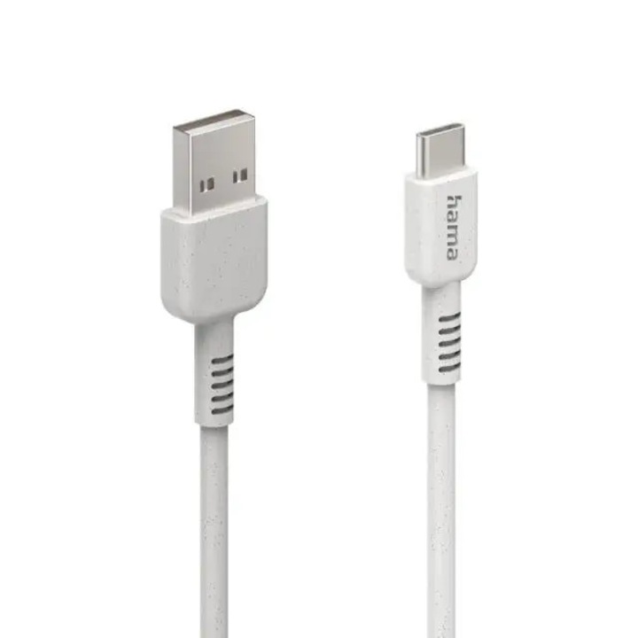Cablu de incarcare HAMA "Eco", USB-A - USB-C, 1 m, alb