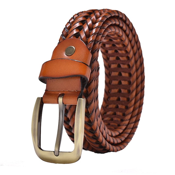 Valódi bőr férfi öv, Hggzeg, Állítható, Könnyedén használható, Kopásálló és Karcálló, Éles, Puha és Kényelmes, Könnyű luxus, Alkalmi farmernadrág, 120x3,5 cm, Barna