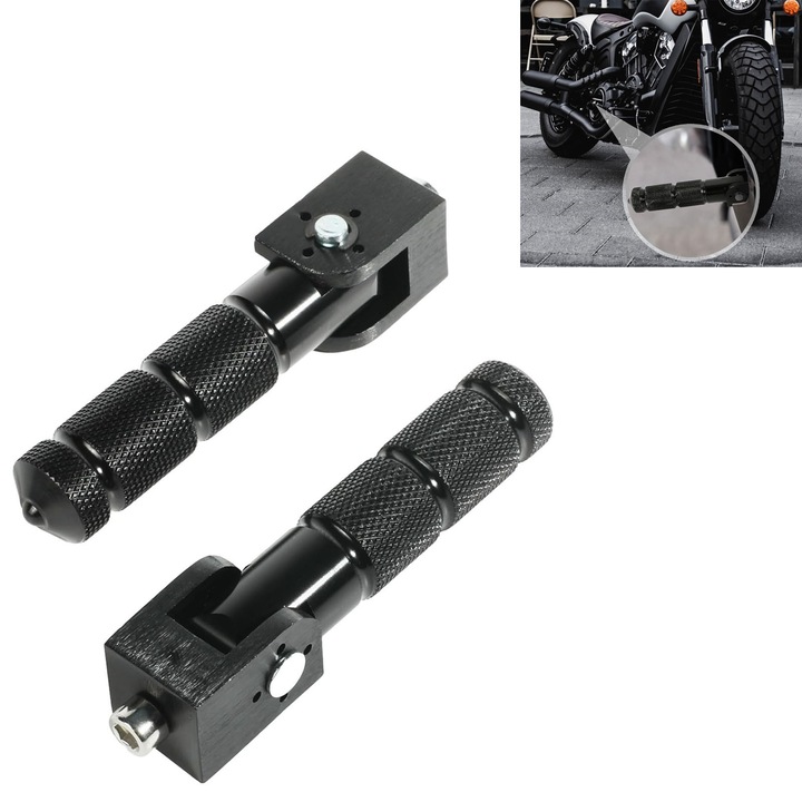 Set 2 scarite moto chopper/bobber, Hggzeg, Set scarite moto universale, Aliaj de aluminiu, Design anti-alunecare, Usor de instalat, Pentru motociclete, biciclete, biciclete, masini electrice, quad-uri,2.6x12.5cm, Negru