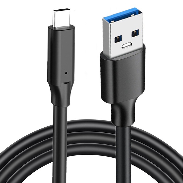 USB-A към USB-C кабел, Hggzeg, кабел за данни и бързо зареждане, USB3.2 Gen 2 10 Gbps кабел, ергономичен дизайн, 3A 60 W бързо зареждане, сигурен и надежден, универсален, USB към USB-C, тип C, метален, 1 м, черен