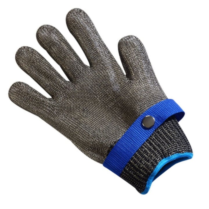 Manusa protectie anti-taiere din plasa metalica otel inoxidabil, pentru macelarie, bucatarie, protectie, Sarma de otel, durabila si rezistenta la uzura, marimea S