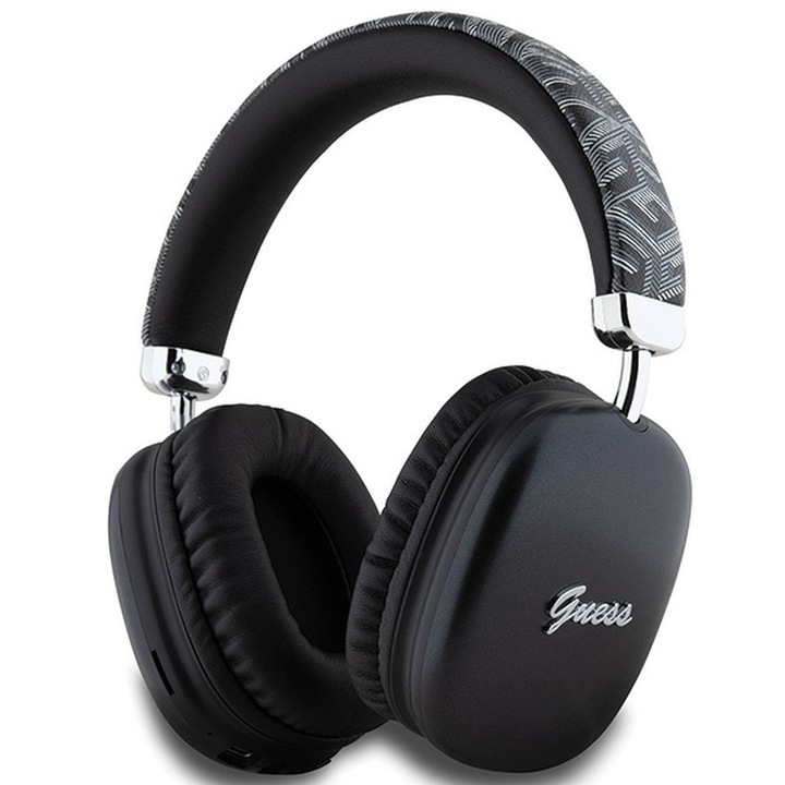 Безжични слушалки Guess, Bluetooth, Gcube Logo Metallic Script, черни