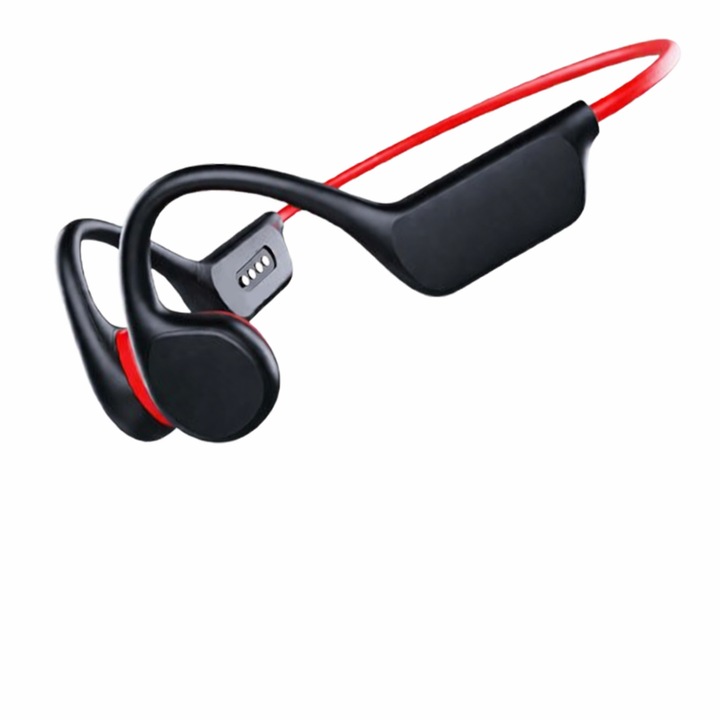 REGALEON® csontvezetéses fejhallgató, vezeték nélküli Bluetooth 5.3, IPX8 vízálló, úszáshoz ideális, 32 GB memória, beépített mikrofon, érintésvezérlés, 10 órás üzemidő, sporthoz, piros