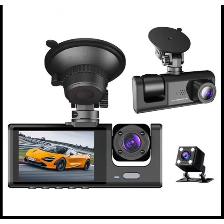 DVR видеокамера 3в1, WiFi, Micro SD, нощен режим, широк ъгъл на видимост 170°, регулируем вътрешен ъгъл, HD видео, звукозапис, сензор за движение, вградена батерия, 2'' екран, черен