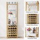 Rack de vin in stil industrial Tribesigns, 180cm inalt 9 etaje, lemn MDF, 180x 35 x 45 cm, aur si alb