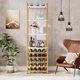Rack de vin in stil industrial Tribesigns, 180cm inalt 9 etaje, lemn MDF, 180x 35 x 45 cm, aur si alb