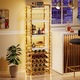 Rack de vin in stil industrial Tribesigns, 180cm inalt 9 etaje, lemn MDF, 180x 35 x 45 cm, aur si alb