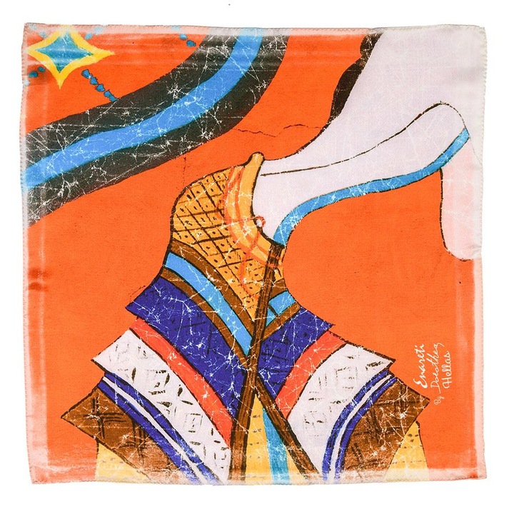 Enareti de matase handmade pentru femei cu imprimeu de resedinta x, Multicolor