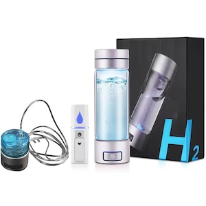 Sticla Generatoare de Apa Hidrogenata REGALEON®, Concentratie de Hidrogen pana la 6000 PPB, Portabila, 400 ml, Tehnologie SPE/PEM, Baza Detasabila, Incarcare USB, Inhalator Nazal, Pulverizator Fata