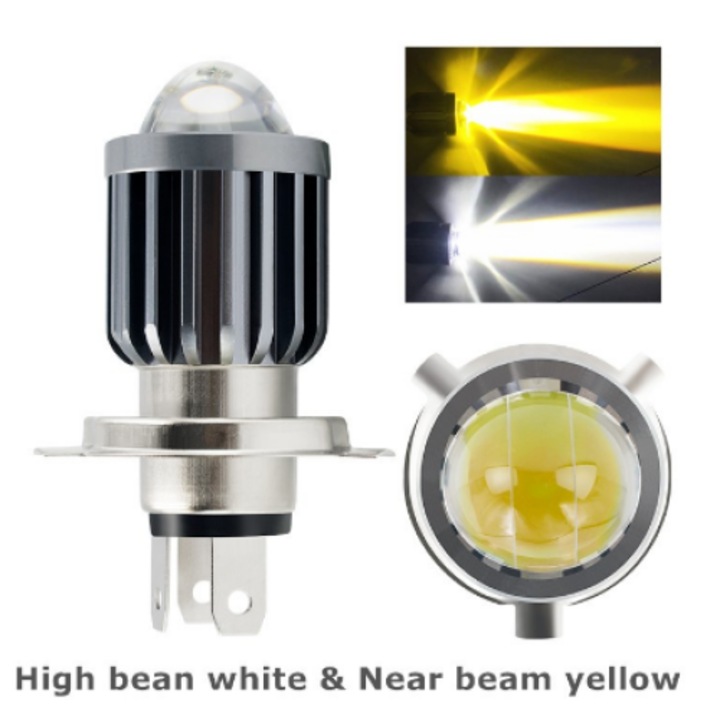 Bec LED H4 pentru motocicleta, Heyword, 10000LM, 12W, lumina galbena calda 3000K, 360 grade