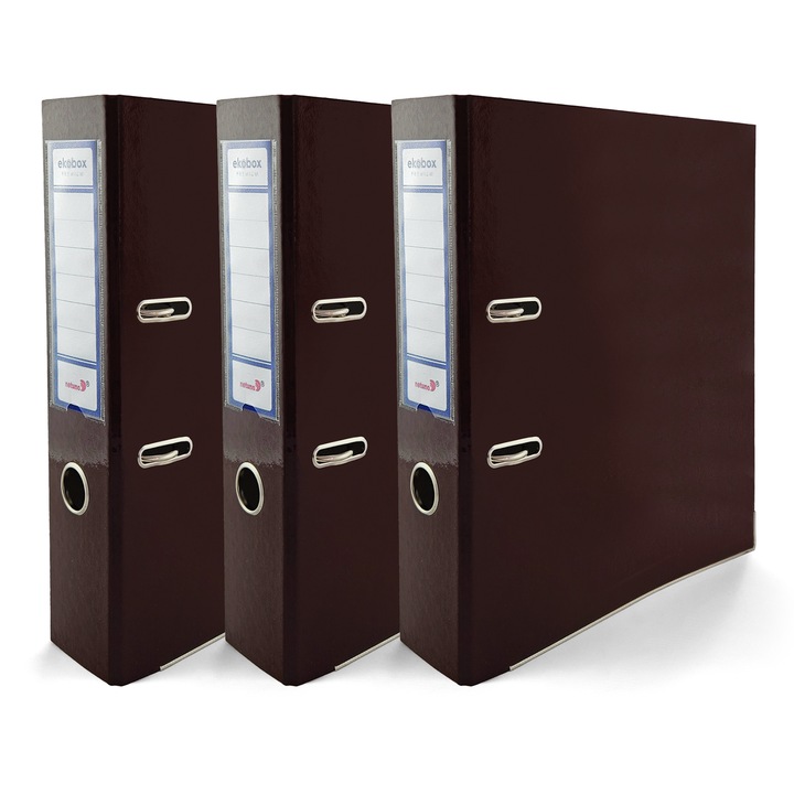 Biblioraft A4, Netuno, Latime 75 mm, 3 Bucati, Mecanism Cu Maneta Rezistent, Carton Gros Si Durabil, Ideal Pentru Organizare Documente Birou Si Acasa, Calitate Premium, Utilizare Universala, Design Modern, 28.5x32 cm, Ciocolata