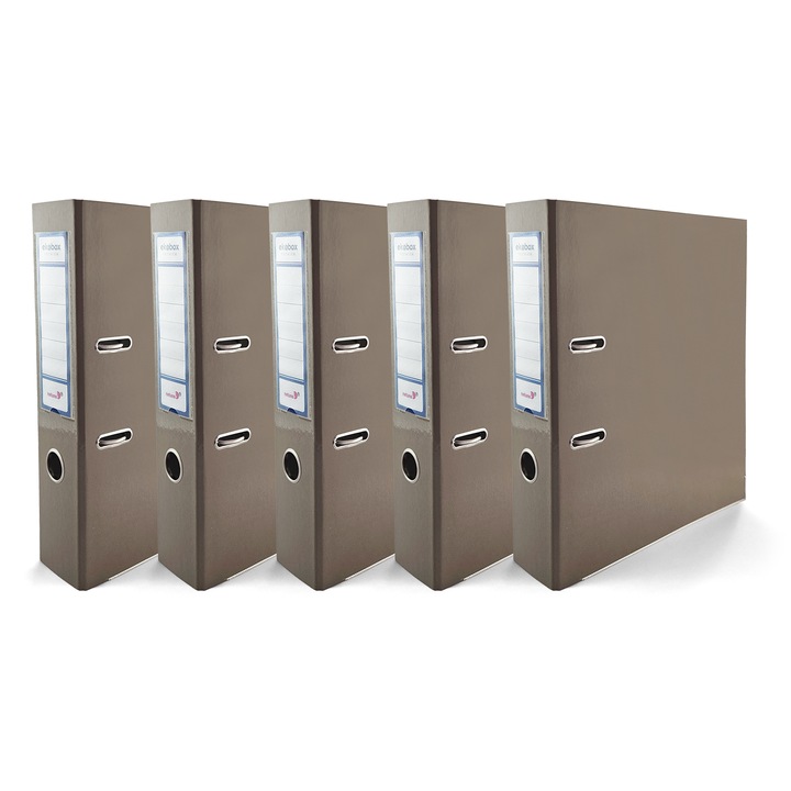 Set bibliorafturi, Netuno, Carton, 75 mm, A4, Cacao, 5 buc