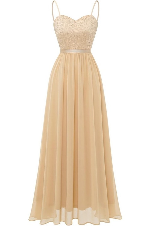 Rochie de seara eleganta cu bretele, crem, marimea 2XL, DRESSTELLS