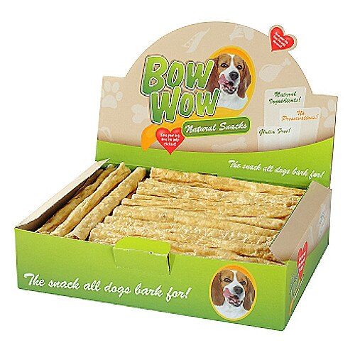 Recompense pentru caini, Bow Wow Natural Stick cu Vita, Ficat de Pui si Yucca, 22 cm, 50 buc