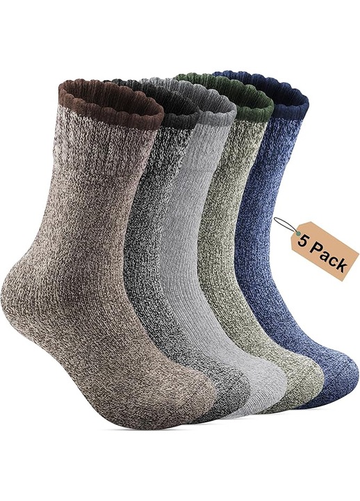 Set 5 perechi sosete de iarna, Sintetic, Multicolor, Marime Unica