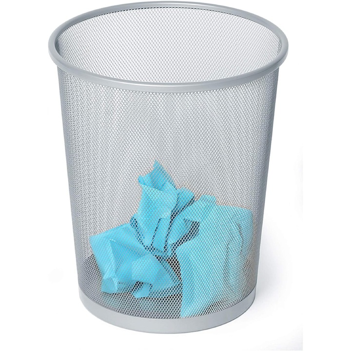 Cos de gunoi rotund, 20L, argintiu, 35.5cm