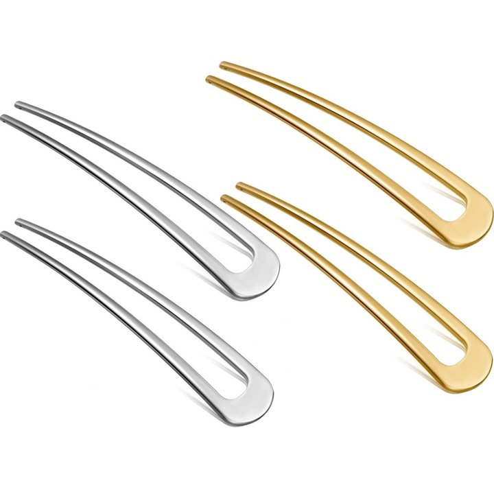 4 db-os hajcsat készlet, Ötvözet, Arany/Ezüst