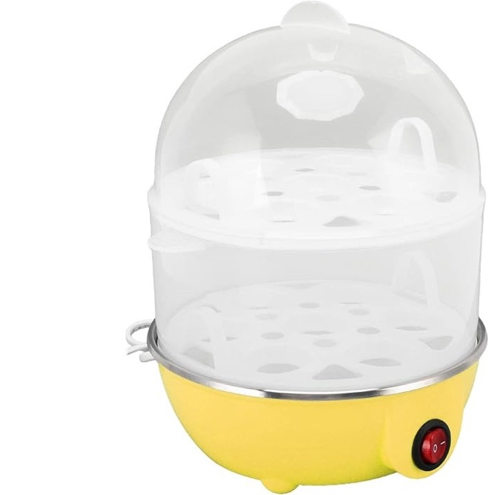 Fierbator de oua electric, EUJAM, 2 straturi, capacitate mare, galben, 21x18.5cm