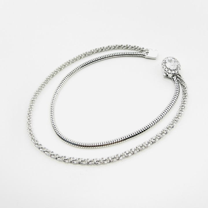 Női karkötő, Moon Phase, ezüst/cirkónium, 20cm, ezüst