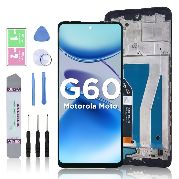 LCD дисплей за Motorola Moto G60 Сензорен екран LL TRADER Подмяна на екрана с високо качество с черна рамка с инструменти за ремонт