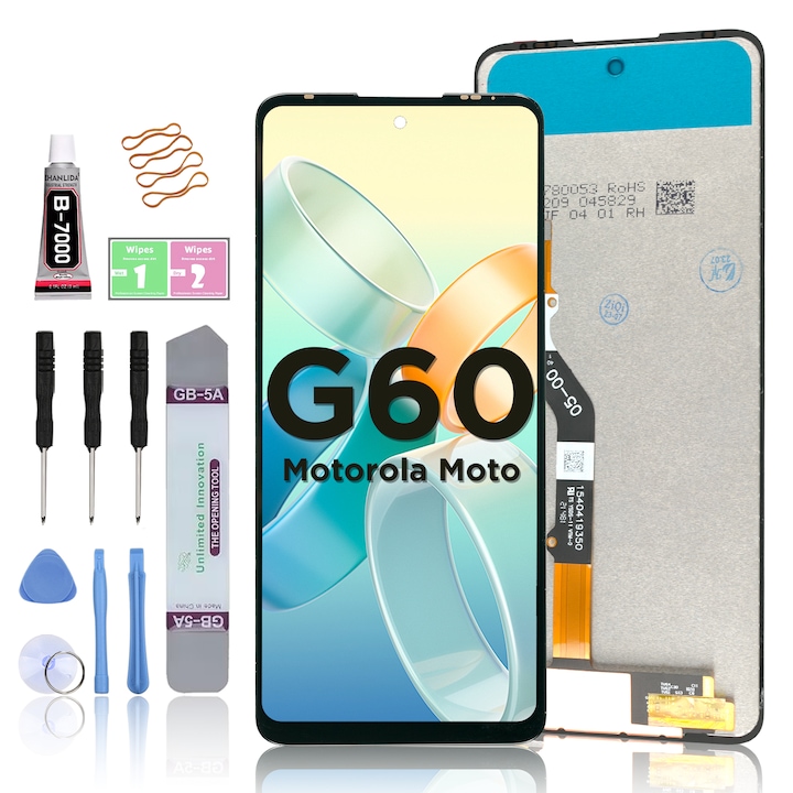 LCD дисплей за Motorola Moto G60 Сензорен екран LL TRADER Смяна на екрана Висококачествен черен с инструменти за ремонт