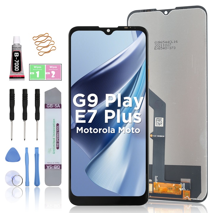 LCD дисплей за Motorola Moto E7 Plus G9 Play Сензорен екран LL TRADER Подмяна на екрана Висококачествен черен с инструменти за ремонт