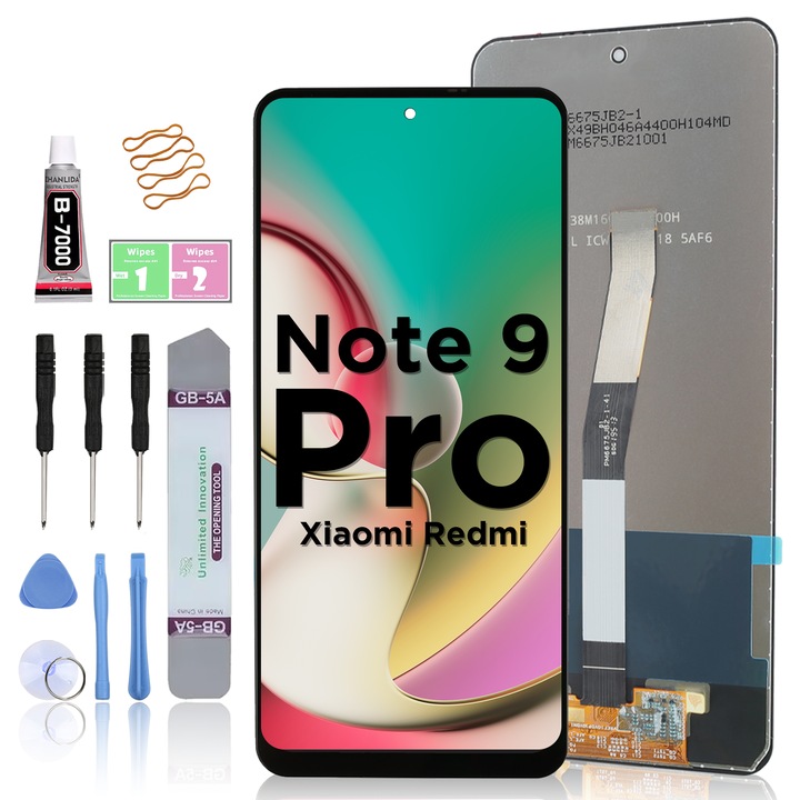 LCD дисплей за Xiaomi Redmi Note 9 Pro Сензорен екран LL TRADER Смяна на екрана Висококачествен черен с инструменти за ремонт