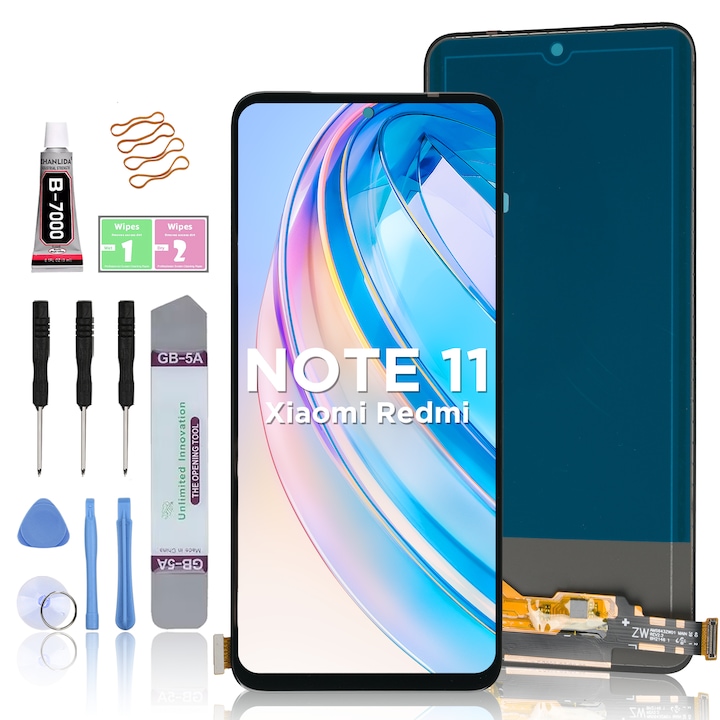 LCD дисплей за Xiaomi Redmi Note 11 Сензорен екран LL TRADER Подмяна на екрана Висококачествен черен с инструменти за ремонт
