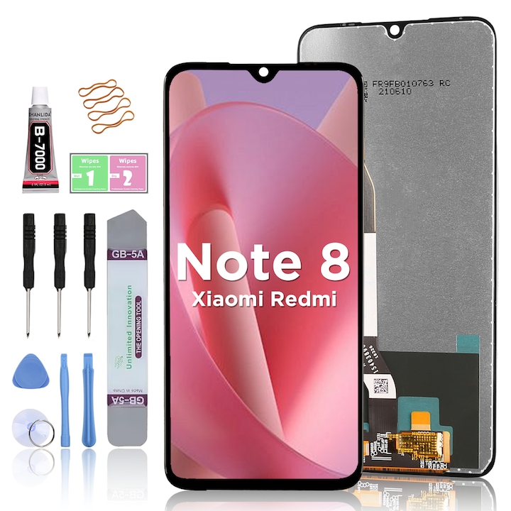 LCD дисплей за Xiaomi Redmi Note 8 Сензорен екран LL TRADER Подмяна на екрана Висококачествен черен с инструменти за ремонт