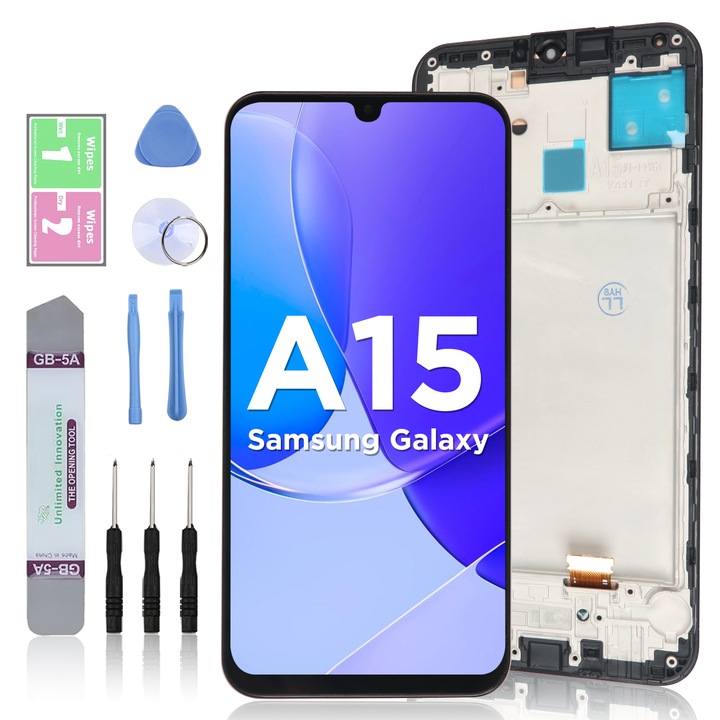 LCD дисплей за Samsung Galaxy A15 4G/5G сензорен екран LL TRADER Подмяна на екрана високо качество с черна рамка с инструменти за ремонт