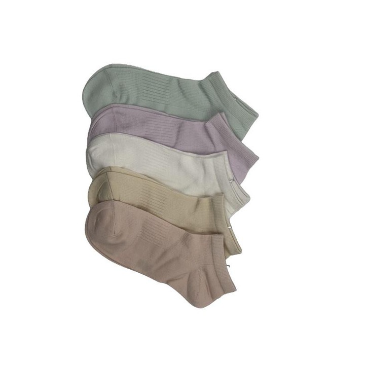 5 pár női sportzokni készlet, pamut, kényelmes, többszínű, 35-38 EU