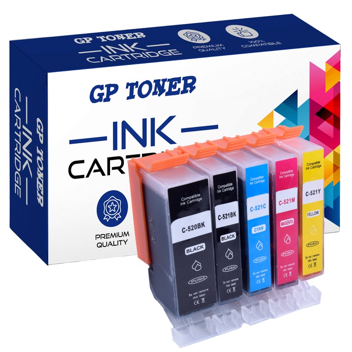 Kompatibilis tintapatron készlet Canon PGI-520, CLI-521BK, CLI-521C, CLI-521M, CLI-521Y GP-C520XL CMYK Multicolor
