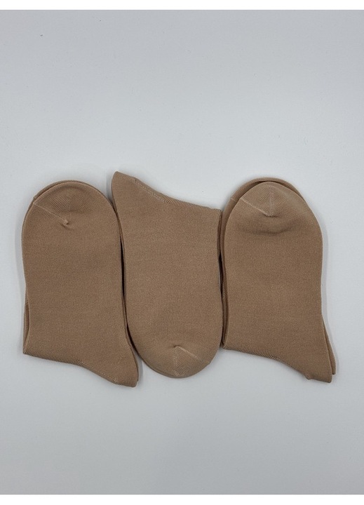 3 pár női zokni készlet, pamut, alkalmi kivitel, bézs, 35-38 EU