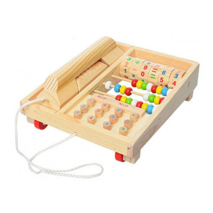 Jucarie educativa Telefon din lemn cu numaratoare