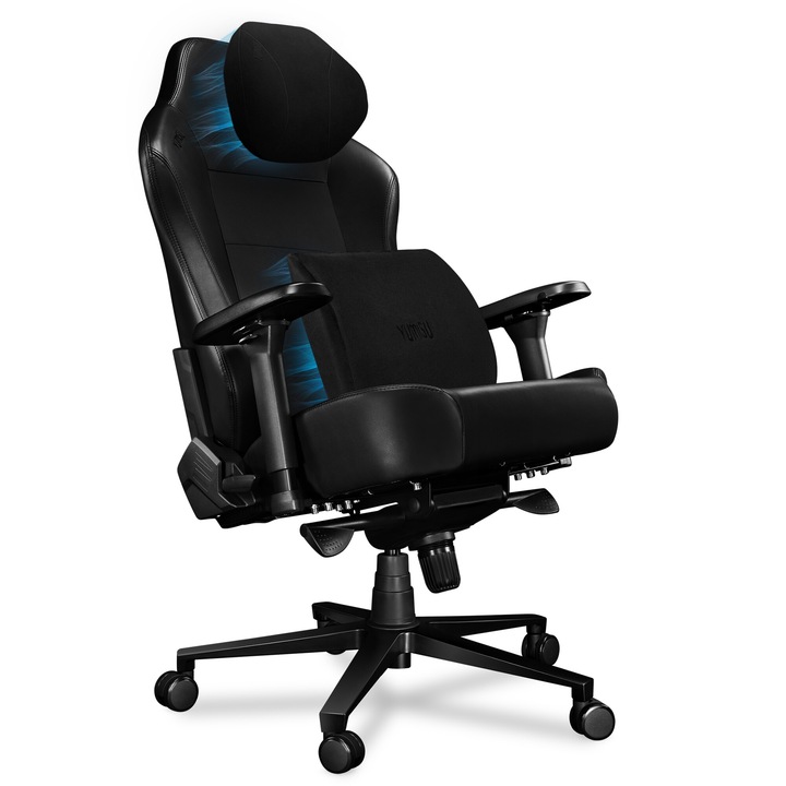 YUMISU 2054 – Scaun de gaming magnetic din piele ecologica, cu perne magnetice, scaun de birou ergonomic pivotant, capacitate de incarcare 150 kg, negru, clasa premium