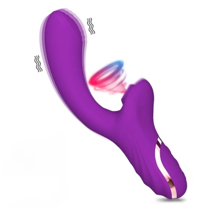 Ekleto, Premium 2 az 1-ben vibrátor klitoriszszíváshoz és hüvelystimulációhoz, 10 frekvencia, orvosi szilikon, vízálló IPX6, elegáns és csendes dizájn, lila