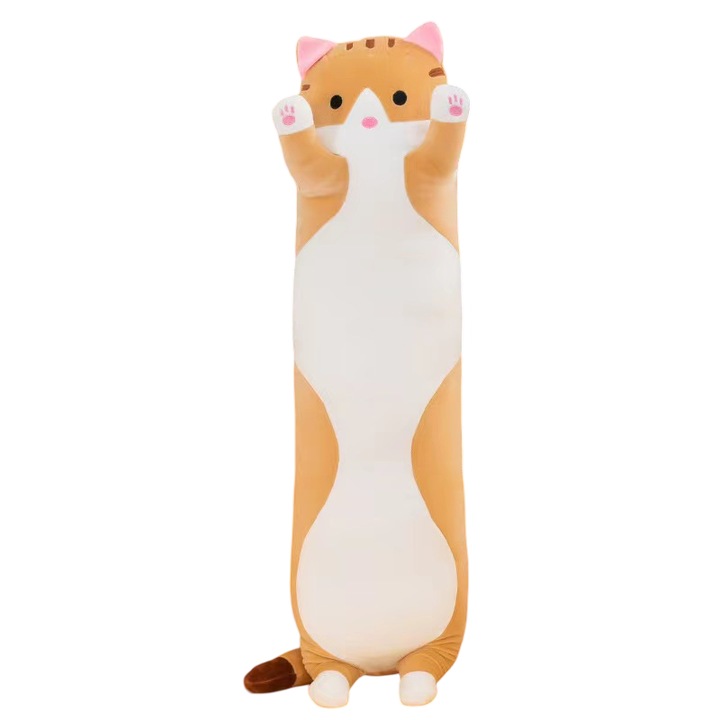 Cozevdnt plüssjáték, hosszú macska, 50cm, sárga, párna